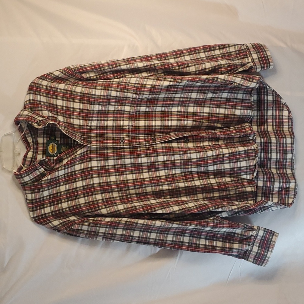 Cabelas Outdoor Gear red and white plaid button down medium